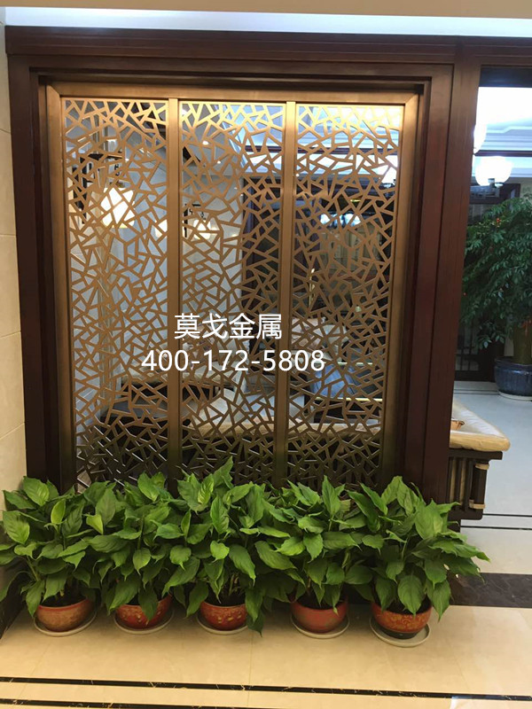 會(huì )所/餐廳玫瑰金拉絲不銹鋼金屬屏風(fēng)