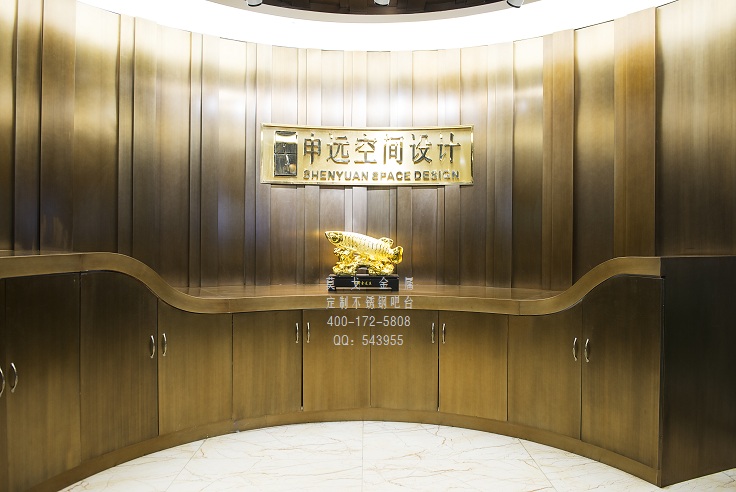高檔娛樂(lè )會(huì )所拉絲青古銅做舊不銹鋼吧臺