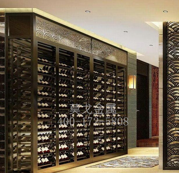 酒店會(huì )所不銹鋼仿古做舊不銹鋼酒架